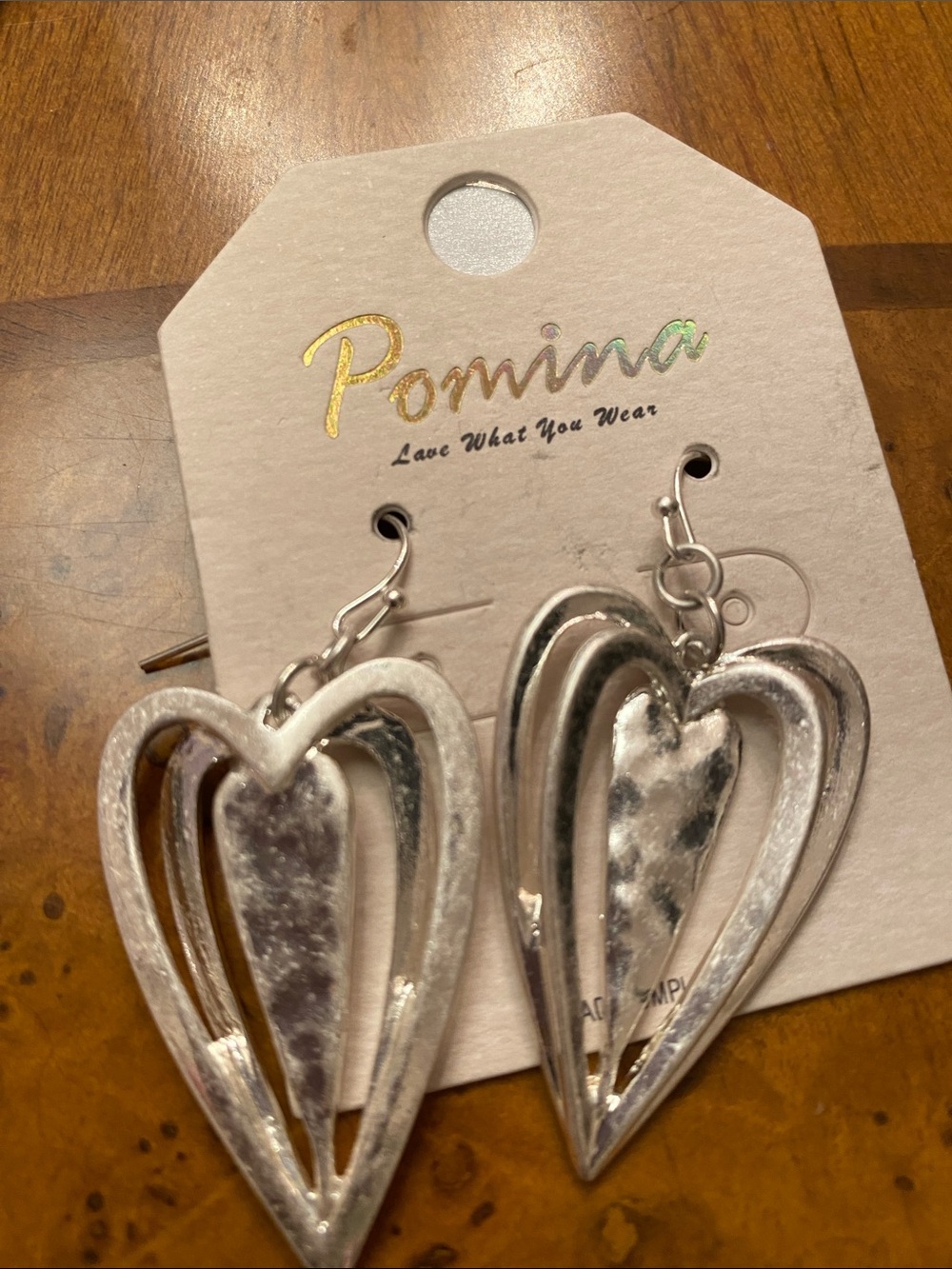 Pomina Silver Open-Heart Dangle Earrings